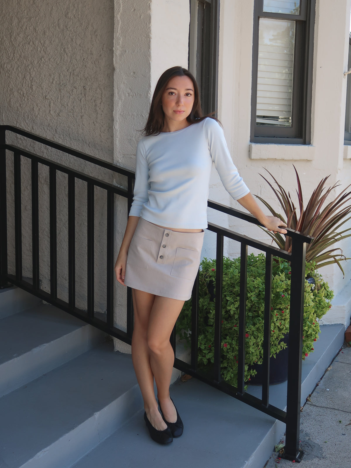 Stone Linen Mini Skirt